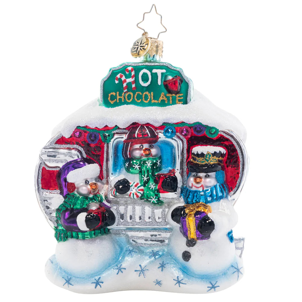 Front - Ornament Description - Cocoa in the Snow: It's time to relax and go with the flow, while enjoying some cocoa admist the snow. This time of year can be busy…soak up some hot chocolate to unwind and put you in a peaceful state of mind.