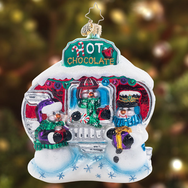 Ornament Description - Cocoa in the Snow: It's time to relax and go with the flow, while enjoying some cocoa admist the snow. This time of year can be busy…soak up some hot chocolate to unwind and put you in a peaceful state of mind.