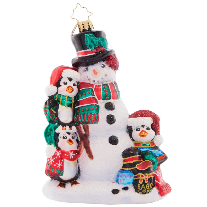Front - Ornament Description - Building Friends in Cold Places: Ornament Descripion - Building Friends in Cold Places: A playful penguin trio is here to build the best snowman ever. They'll make the world come alive to share Christmas magic far and wide.