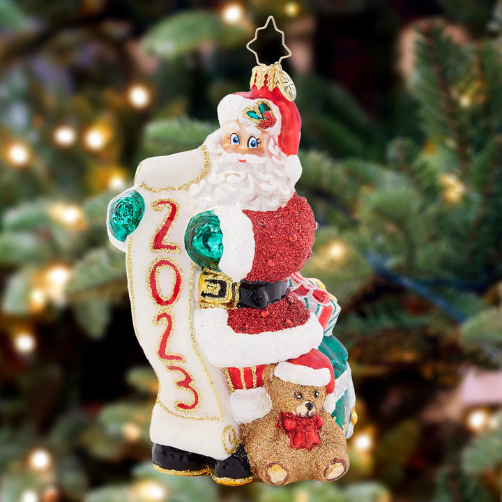 Ornament Description - Holly Jolly New Year: Santa made his list and checked it twice – he thinks 2023 will definitely be nice! Celebrate a wonderful year with this classic ornament.