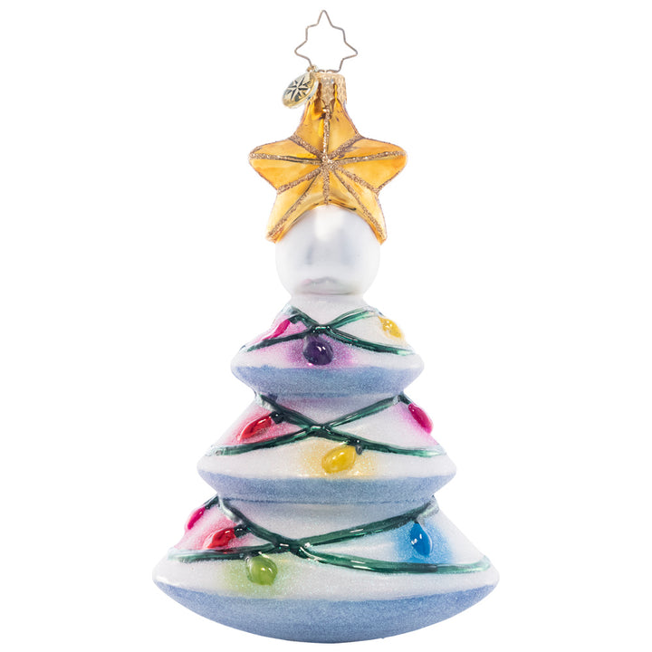 Back - Ornament Description - Snow Lights Like These Lights: There's no tree like a gleeful snow tree! With a star on top the Christmas season shines nonstop. These painted lights spread cheer far and near.