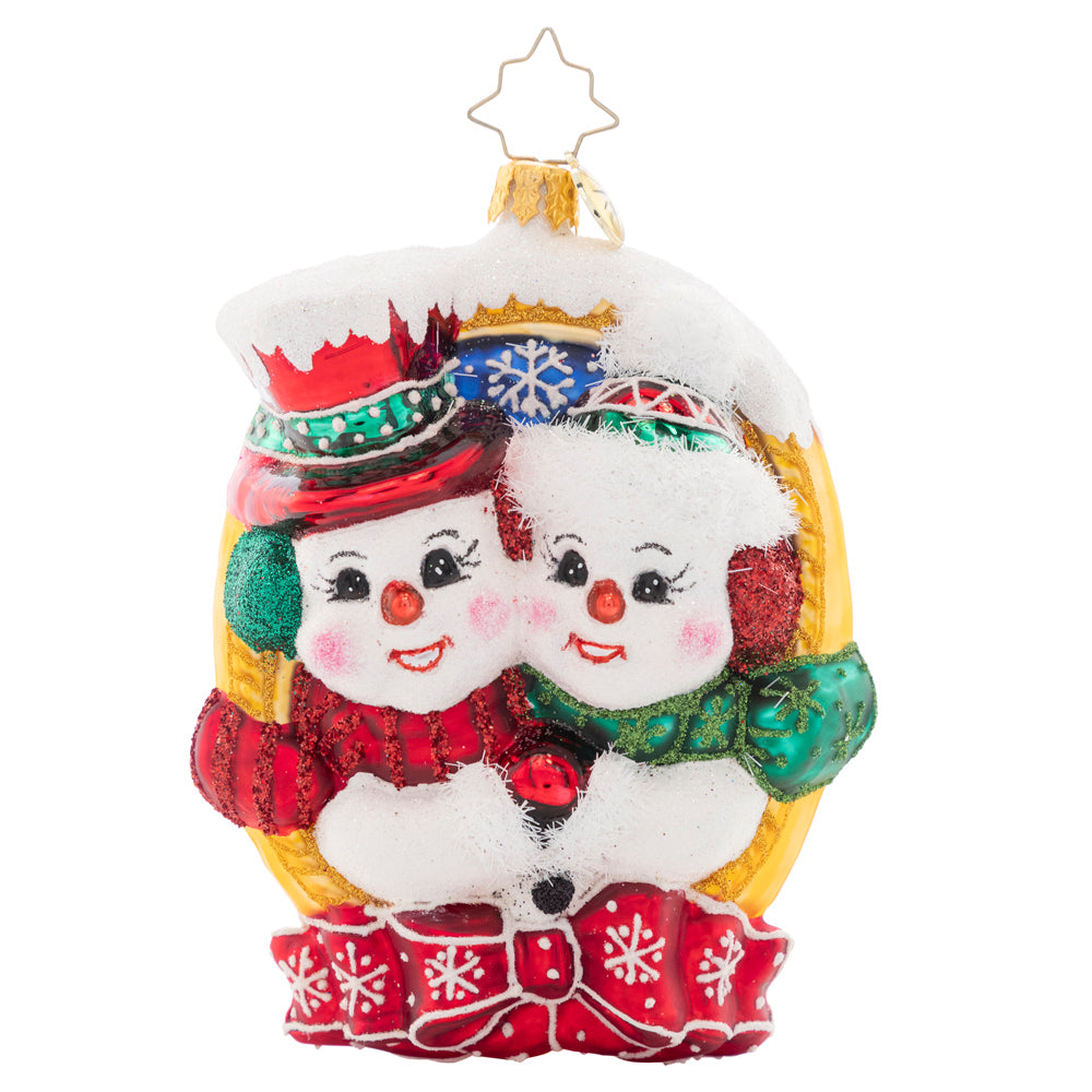 Ornament Description - A Picture Perfect Pair: These snow-sweeties are cheesing for the camera. They'll make the most picturesque pair on your tree this year, framed in gold and wrapped up in a bow!