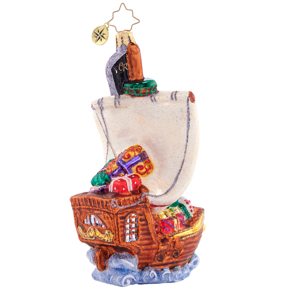 Back - Ornament Description - Captain Claus: Ahoy, Captain Claus! Santa is sailing the high seas, but instead of looting buried treasure, he's delivering it to all the good little girls and boys this Christmas.