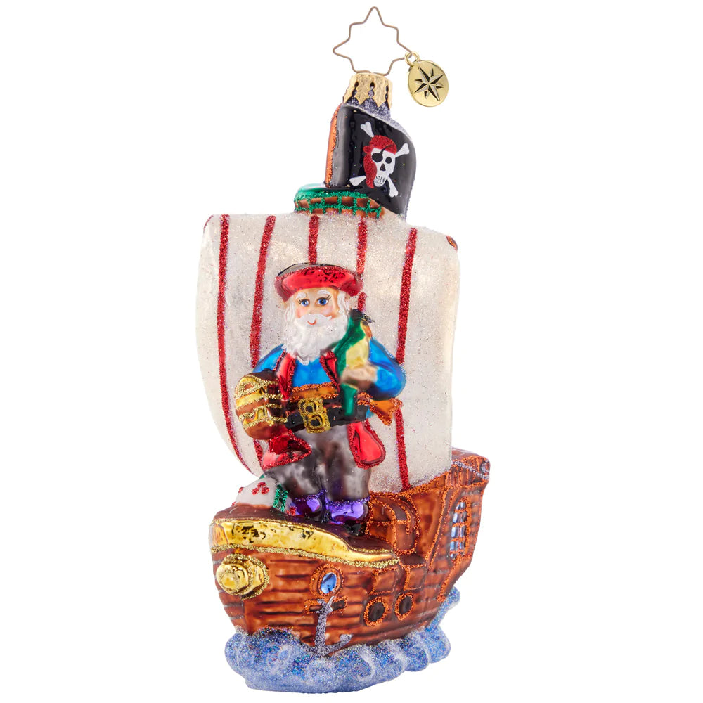 Front - Ornament Description - Captain Claus: Ahoy, Captain Claus! Santa is sailing the high seas, but instead of looting buried treasure, he's delivering it to all the good little girls and boys this Christmas.