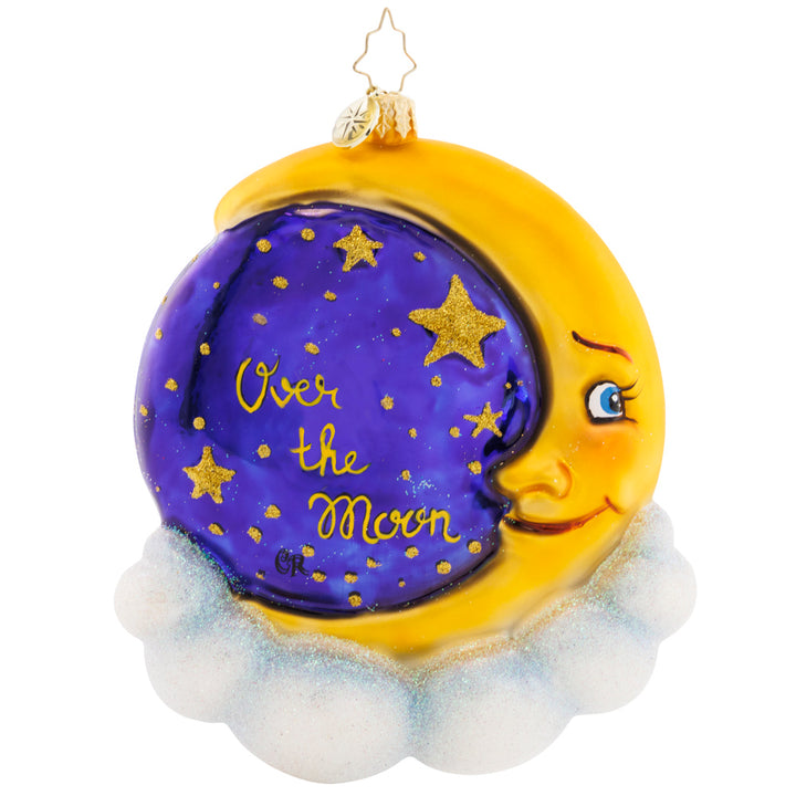 Back - Ornament Description - Over The Moon: Hey diddle, diddle! This little cow is totally over the moon for Christmas. Remember the nostalgic nursery rhyme with this classically cute ornament.