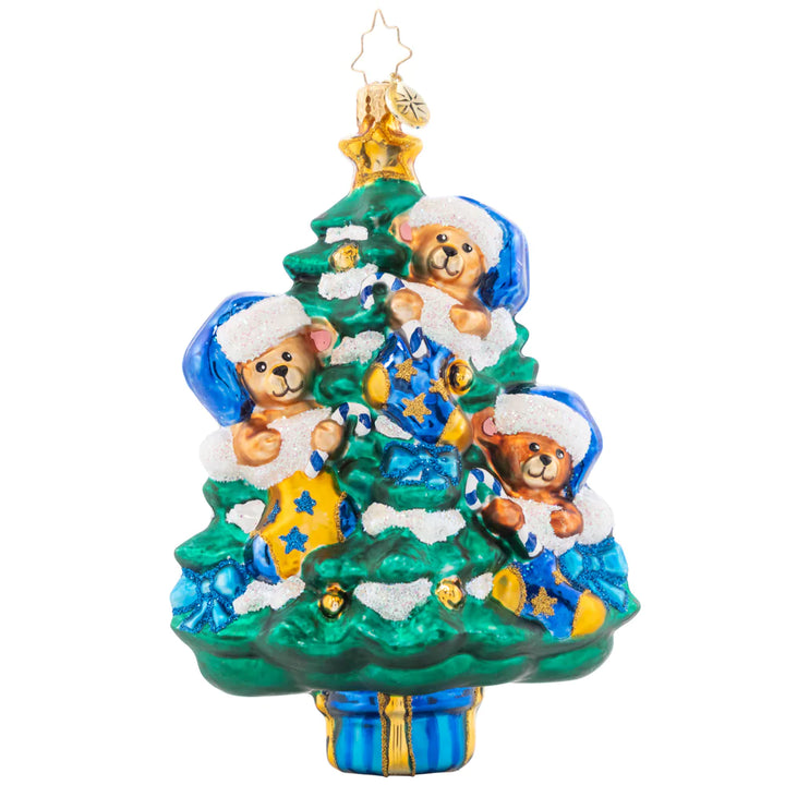 Front - Ornament Description - Merry Christmas Baby! Blue: These blue teddy bears are overjoyed at the best gift of all! The joy of celebrating a new baby boy is a happiness that lasts forever.