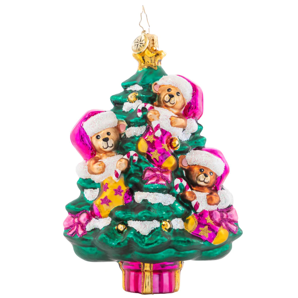 Front - Ornament Description - Merry Christmas Baby! Pink: These pink teddy bears are overjoyed at the best gift of all! The joy of celebrating a new baby girl is a happiness that lasts forever.