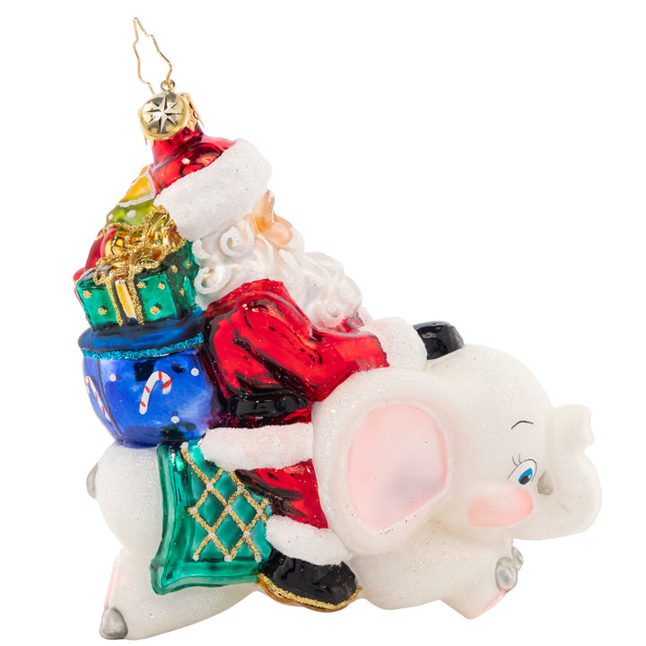 Back - Ornament Description - White Elephant Christmas: What will Santa bring to the gift exchange? A whimsical white elephant, of course! This clever ornament highlights a Christmas tradition celebrated by many.
