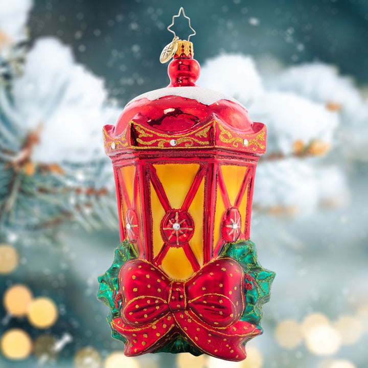 Ornament Description - Holiday Glow: This lantern is bright with a glowing light, ready to guide you through the night. A perfect piece to bring warmth and classic holiday style to your Christmas tree.