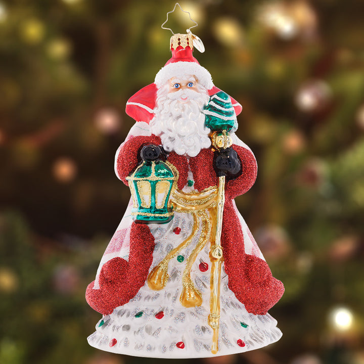Ornament Description - Peppermint Sparkle Nicholas: This stunningly sweet Santa is wishing you a merry Christmas and a plethora of peppermint dreams. His candy-colored coat is as cute as a Christmas cookie!