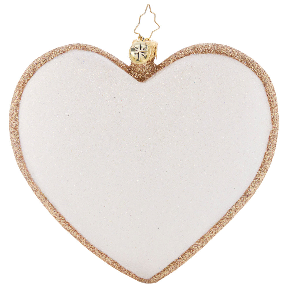 Back - Ornament Description - Love Everlasting: Linked together in a symbol of everlasting love and unity, these golden rings celebrate the timeless tradition of marriage.