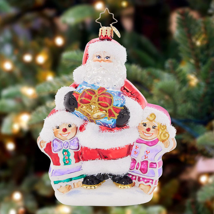 Ornament Description - Room for One More - Dave Thomas Adoption :Santa works hard to get all around the world in one night, delivering toys and spreading holiday joy! He always has room for an extra Christmas cookie – a well-earned treat. A percentage of the sales from this ornament will benefit the Dave Thomas Foundation for Adoption.