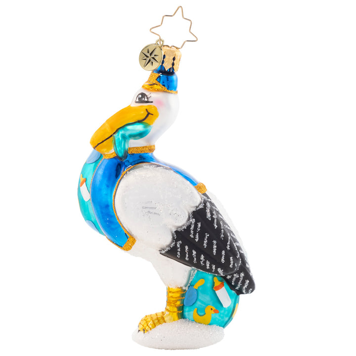 Side View 2 of 2 - Ornament Description - Sweet Special Delivery: This smiling stork is flying in with a very special delivery this Christmas. Celebrate your precious little one with this adorable piece!