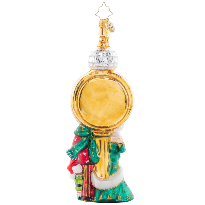 Back - Ornament Description - In With the New: Santa and Mrs. Claus revel in cheer as they commemorate the start of a brand new year. The premier piece in our Ornament of the Month collection celebrates an exciting start to a wonderful year!