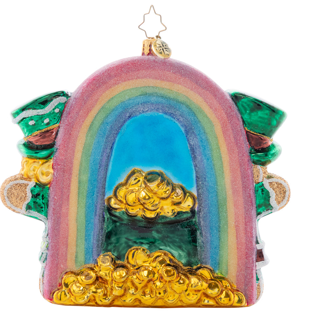 Back - Ornament Description - Sweet Pot of Gold: These wee little gingerbread cookies cheers to the Luck O' the Irish! The third piece in our Ornament of the Month collection is perfect for St. Patty's Day.