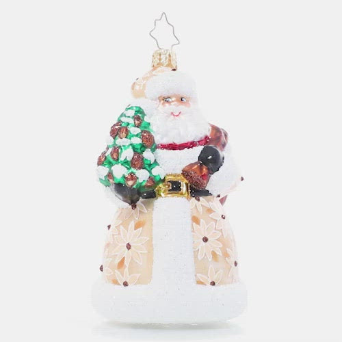 Video - Ornament Description - Christmas in the Forest: There's something special about Christmas in the forest! Santa's making it extra magical dressed in shimmering champagne and holiday florals.