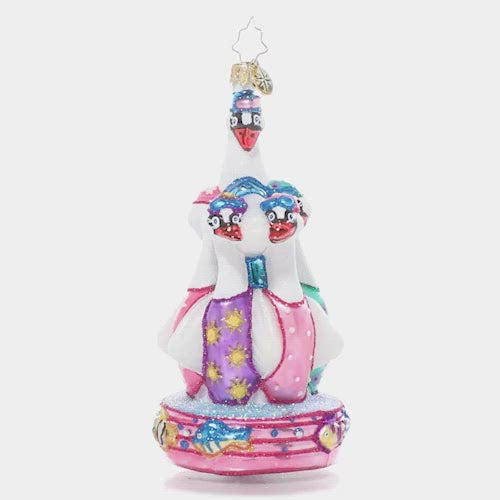 Ornaments - Description: On the seventh day of Christmas, my true love gave to me…seven swans a swimming! These fancy feathered friends don their caps and goggles in preparation for their holiday synchronized swimming showcase.