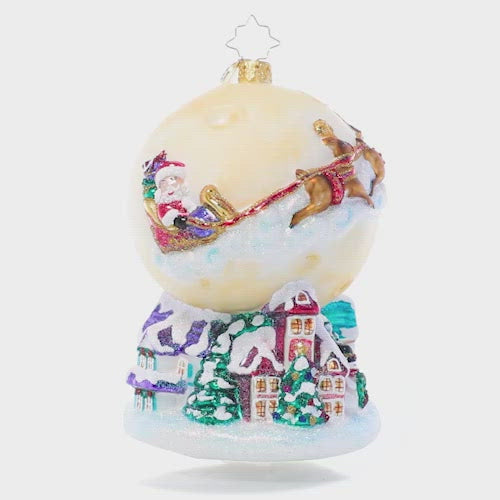 Video - Ornament Description - And to All A Good Night: Christmas Eve is finally here! Santa and his reindeer team have taken to the skies to deliver toys to every good girl and boy, illuminated by light of a glowing full moon.