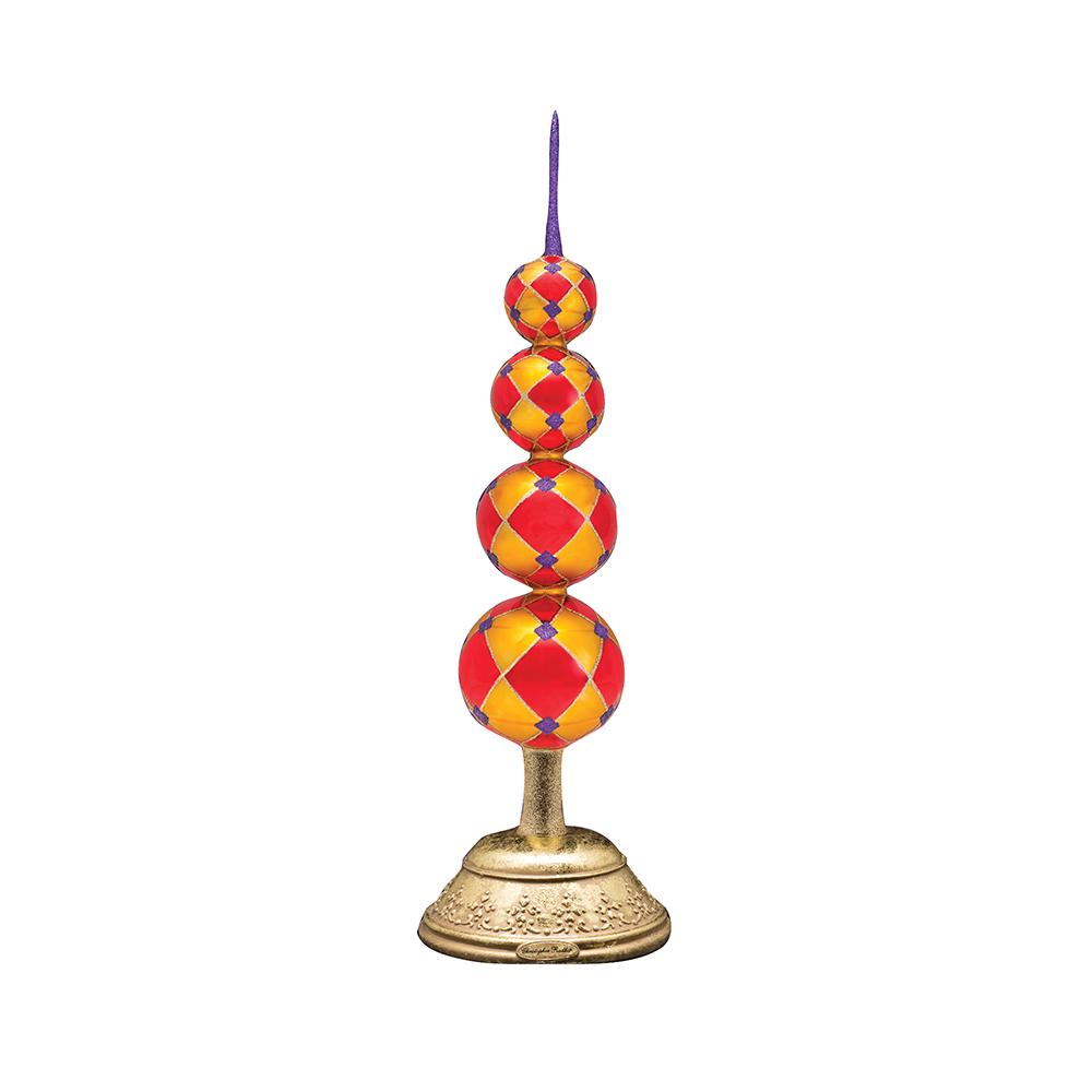 Ornament Domes, Stands & Clips - Description: Radko Luxe Finial Stand - What do you do when you have two beautiful finials but only one Christmas tree? This classy golden stand allows you to show them both off during the same holiday season!