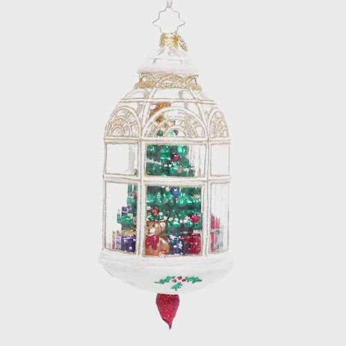 Video - Ornament Description - Cozy Christmas: Capture the warmth of a holiday home with this unique piece, created to reflect the look of a beautifully decorated Christmas tree viewed through a glass windowpane.