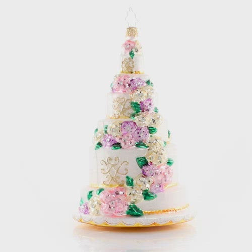 Video - Ornament Description - Six-Tier Celebration: Let them eat cake! Commemorate your "I Do's" with this towering confection and remember that love is sweet! This video shows the ornament spinning slowly.