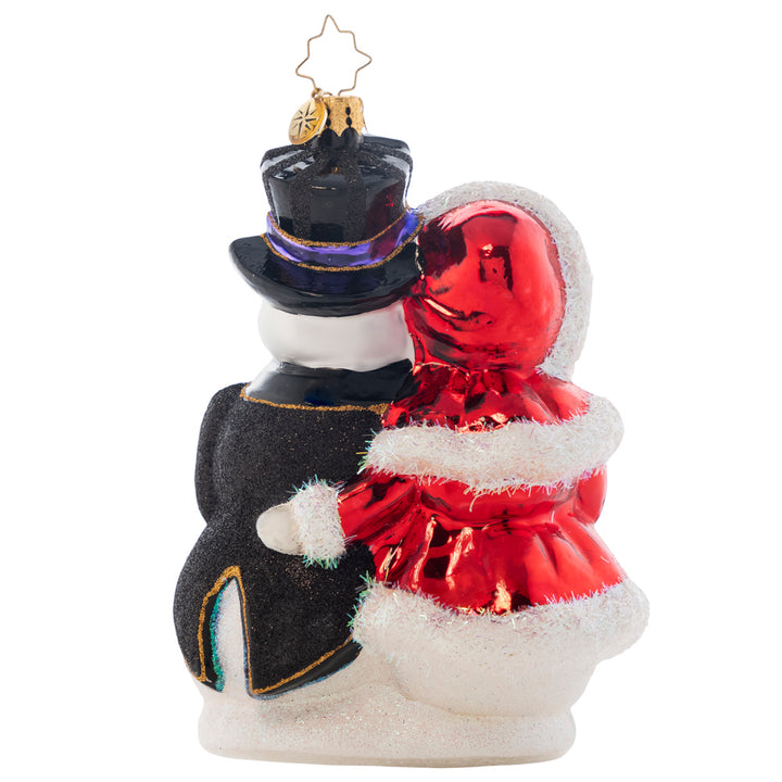 Back - Ornament Description - Snowy Sweethearts: Can't wait to face all your Winter Wonderland plans? Personalize this ornament as an everlasting symbol of your love and devotion! Note: Please allow approximately one month (on top of shipping time) for our elves to personalize your ornament.