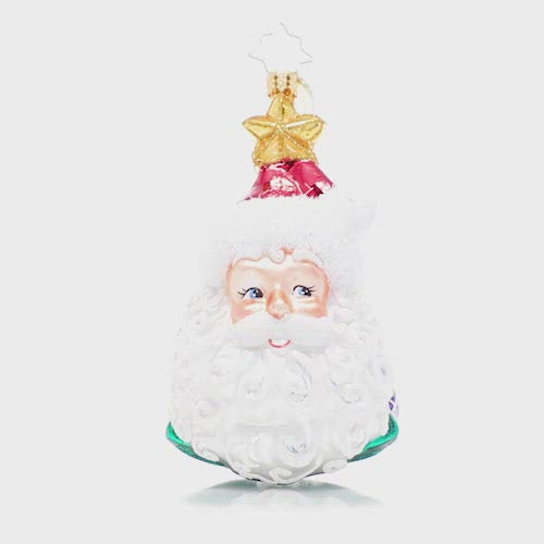 Video - Ornament Description - Christmas All Around: This charming double-sided ornament showcases two classic icons of the holiday season – Santa Claus and a tastefully trimmed tree. Display it for a delightful dose of traditional Christmas cheer!