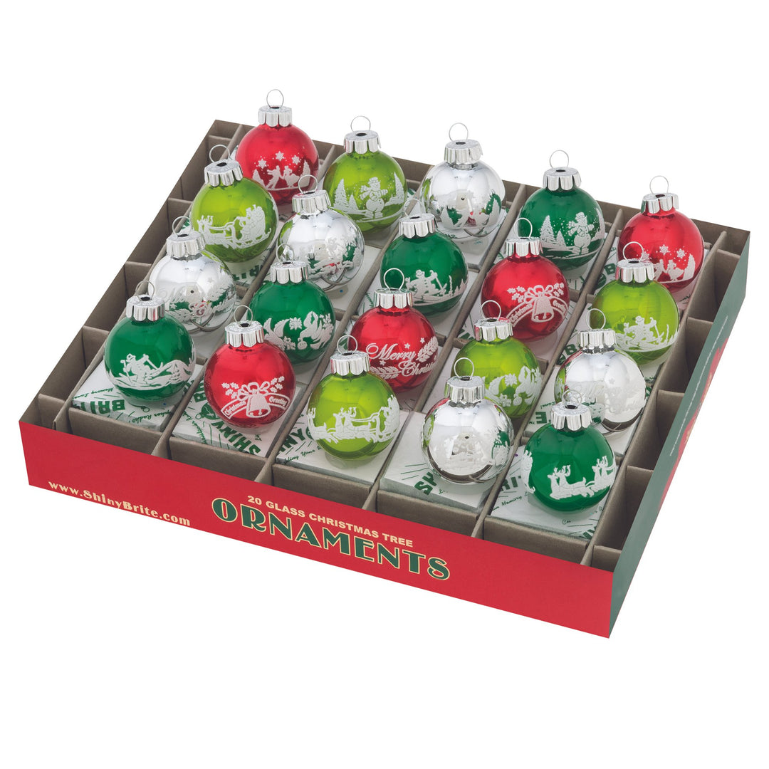 Ornament Set Description - Holiday Splendor 20 Count 1.25" Signature Flocked Rounds