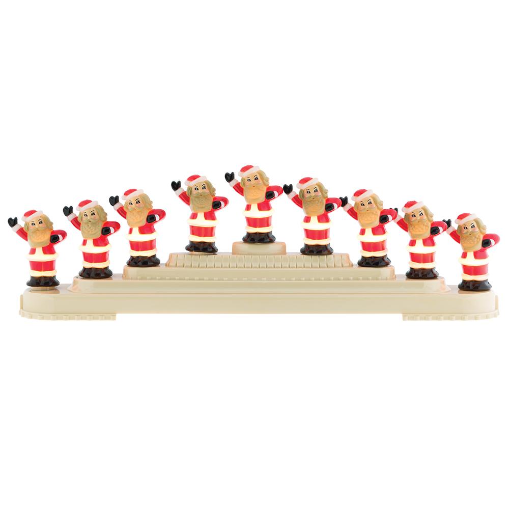 Table Top & Lights Description - Holiday Splendor 9 Count Santa Bubble Light Candolier