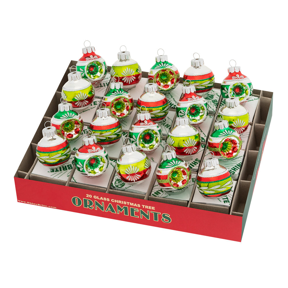 Ornament Set Description - Holiday Splendor 20 Count 1.25" Half Reflector Half Rounds