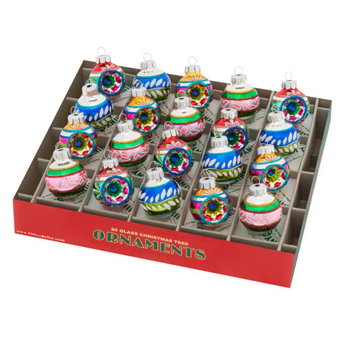 Ornament Set Description - Christmas Confetti 20 Count 1.25" Half Reflector Half Rounds 