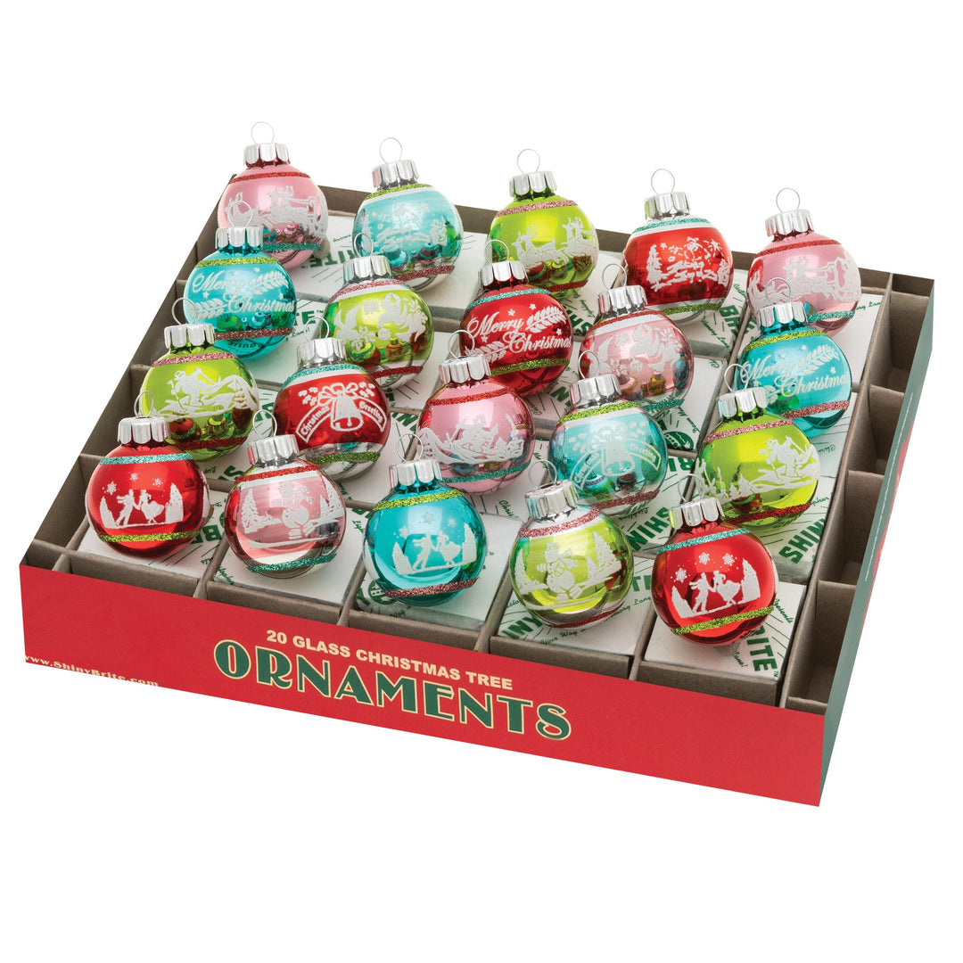 Ornament Set Description - Festive Fete 20 Count 1.25" Signature Flocked Rounds