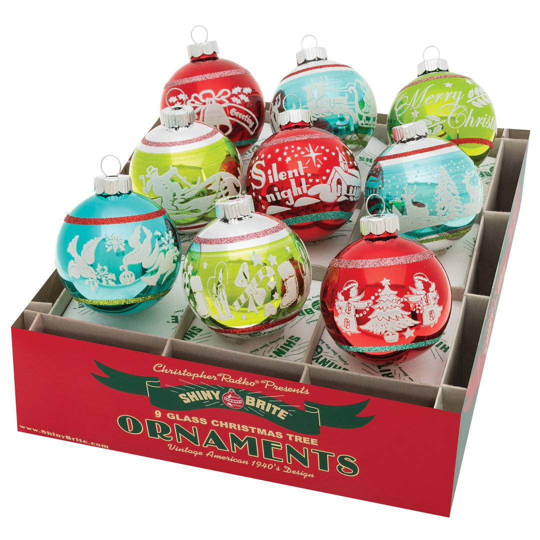 Ornament Description - Festive Fete 9 Count 2.5" Signature Flocked Rounds