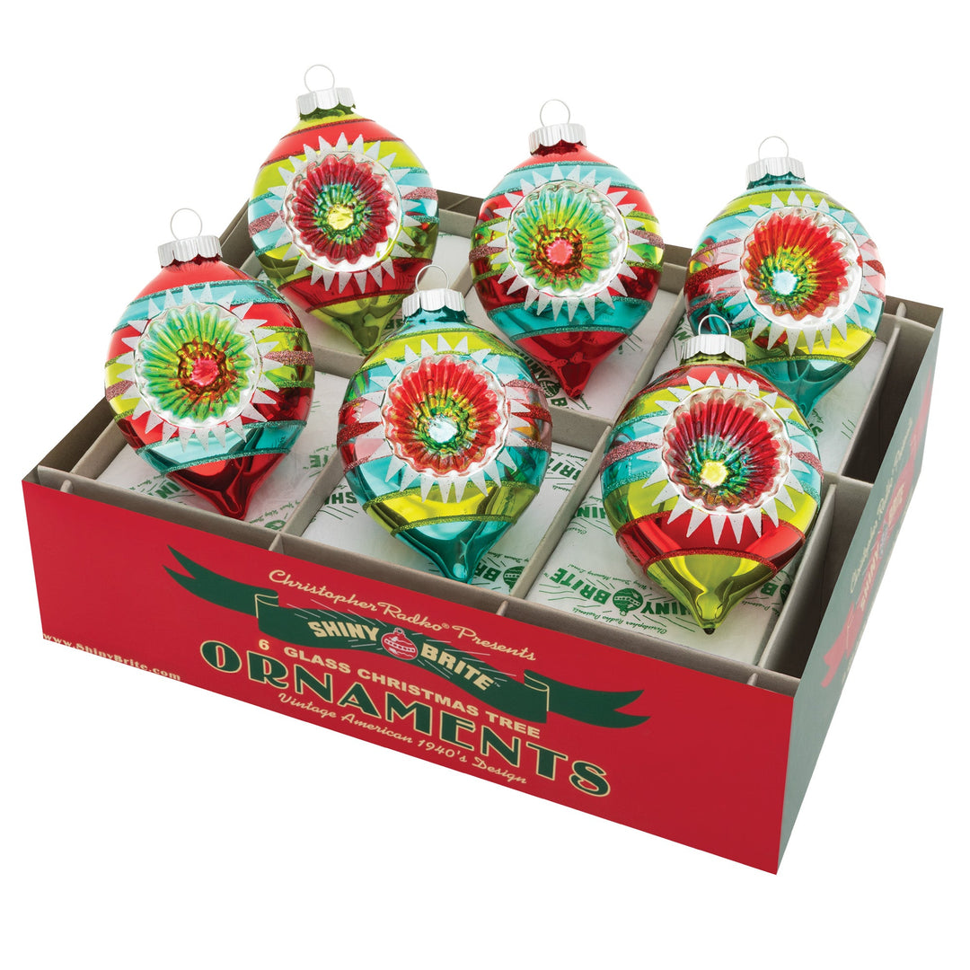 Ornament Set Description - Festive Fete 6 Count 3.25" Decorated Reflector Tulips