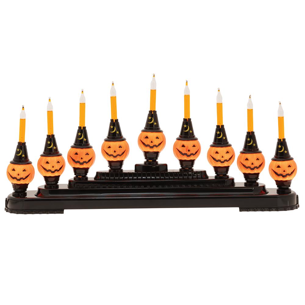 Table Top & Lights - Description: Halloween 9 Count Pumpkin Bubble Light Candolier