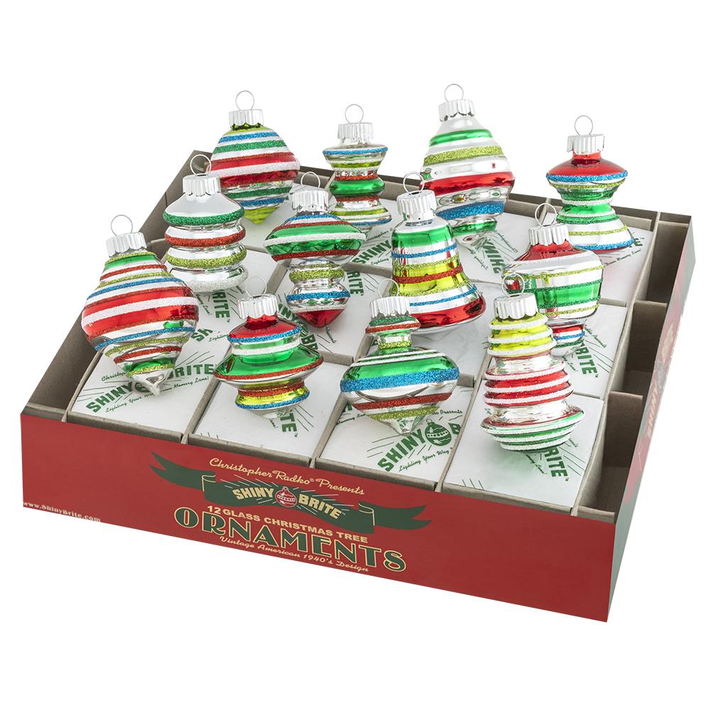 Ornament Set Description - Holiday Splendor 12 Count 1.75" Decorated Shapes: This 12-count set showcases a variety of vintage-inspired ornament shapes in the cheery colors of the holiday season. With so many unique choices it's impossible to pick a favorite!