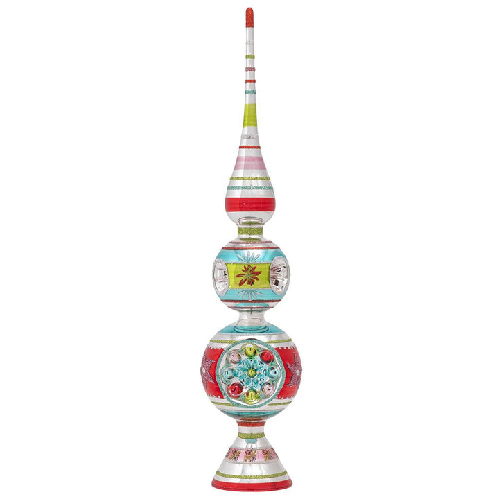 Finial Description - Festive Fete 13" Finial Stand With Reflectors: This delicate glass finial in bright vintage-inspired colors and shapes is the show-stopping addition your ornament collection has been waiting for. Whether you display it on a stand or on top of your tree, this gorgeous piece is sure to turn heads!