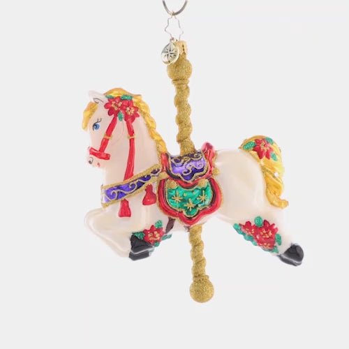 Video - Ornament Description - Carousel Ride: Ornately painted with red roses, this beautiful carousel horse evokes joyful childhood memories of merry-go-rides.