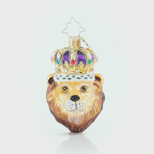 Video - Ornament Description - Roaring Royalty Gem: They say the very best leaders are the ones with a heartâ€¦of a lion! This regal royal reigns supreme. This video shows the ornament spinning slowly. 