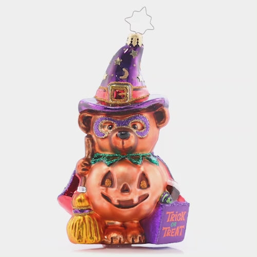 Video - Ornament Description - Boo Bear: This little teddy is doing his best to give you a scare. He shouts "BEWARE", but he's really just a giant cuddly bear.