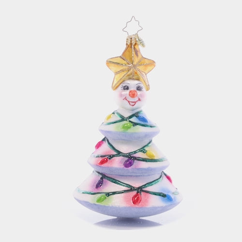 Video - Ornament Description - Snow Lights Like These Lights: There's no tree like a gleeful snow tree! With a star on top the Christmas season shines nonstop. These painted lights spread cheer far and near. This video shows the ornament spinning slowly. 