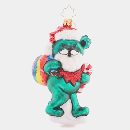 Video - Ornament Description - Grateful Dead Friend of Mr. Clause Dancing Bear: When Santa asked his friend for help, this Dancing Bear didn't think twice. He began his trip to bring toys to everyone who's been nice. If he makes it home before daylight, he just might get some sleep tonight. This video shows the ornament slowly spinning, 
