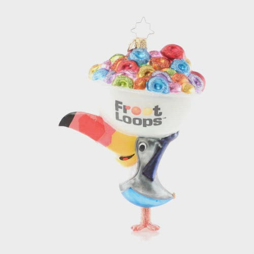 Video - Ornament Description - Follow Your Nose!: Christmas is a season of sweetness and giving. Our friend Toucan Sam TM is really nailing it, here with a big bowl of Frooty fun to share! This video shows the ornament spinning slowly. 