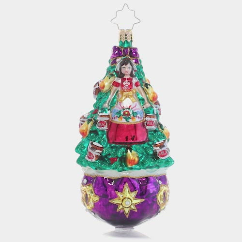 Video - Ornament Description - Eight Maids-A-Milking: On the eighth day of Christmas, my true love gave to me…a very merry milk maid! She's been working octuple-time to keep up with her duties! The video shows this ornament slowly spinning. 