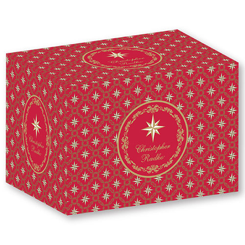 Gift Box - Description: Medium Radko Gift Box - 5.75" x 4" x 4"<p>With dimensions that are neither tiny nor gigantic, this gift box is made to hold Brilliant Treasures as well as Classic Sized ornaments that are on the smaller end of the spectrum.</p>