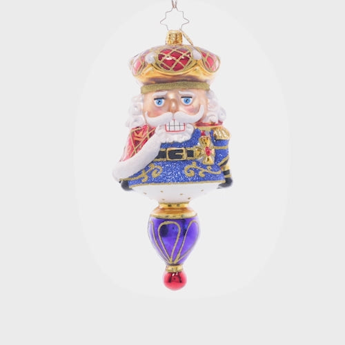 Video - Ornament Description - Royal Nutcracker: Regally enrobed in royal blue, this nutcracker king is just the thing to make your Christmas tree dazzle and delight. This special ornament has been hand-picked by the Radko team to be part of the Limited Edition collection. This video shows the ornament spinning slowly. 