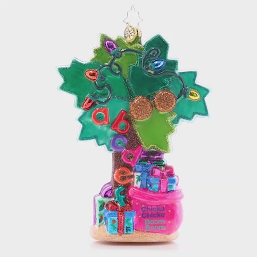 Video - Ornament Description - Chicka Chicka Christmas: Escape the cold this season with a cool island groove and some alphabet beats! Who says that Christmas gifts can only be under an evergreen tree? This playful palm is festive, abundant, and fun- a holiday trifecta!