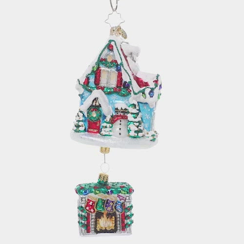 Video - Ornament Description - Cozy Christmas Cottage: A festive cozy cottage, all decked out for the holiday season. Imagine how delightful it must be inside. Bring this miniature home into your own holiday scene this Christmas.