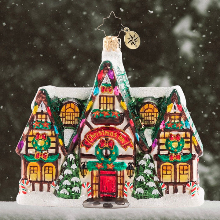 Ornament Description - Happy Holiday Memories: It is Christmas time in the city and in this tiny town! The little shops are decorated for Christmas and are bursting with holiday cheer. Do not forget to shop small this holiday!