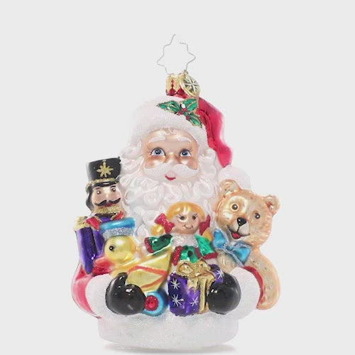 Video - Ornament Description - Armload of Cheer: This old-fashioned Santa has arrived! He smiles brightly with an armload of traditional cheer for good little boys and girls.Ornaments - Description: This old-fashioned Santa has arrived! He smiles brightly with an armload of traditional cheer for good little boys and girls.